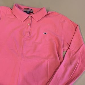 Vineyard Vines pink long-sleeve ladies polo cotton shirt. Ladies’ Large.